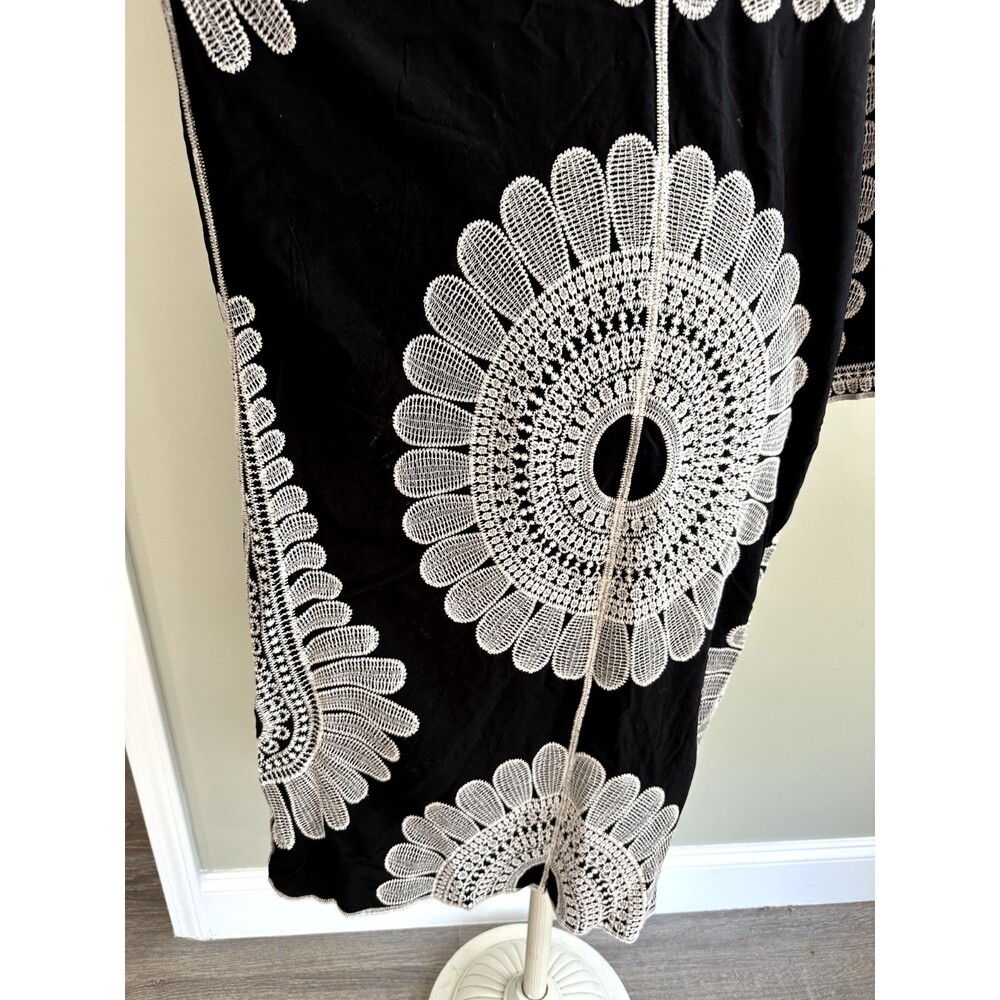 Black Embroidered Kimono Duster Open Front Size XL by Pinky - Picture 5 of 10